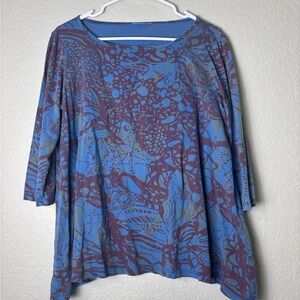 Women's Blue and Purple Patterned Top